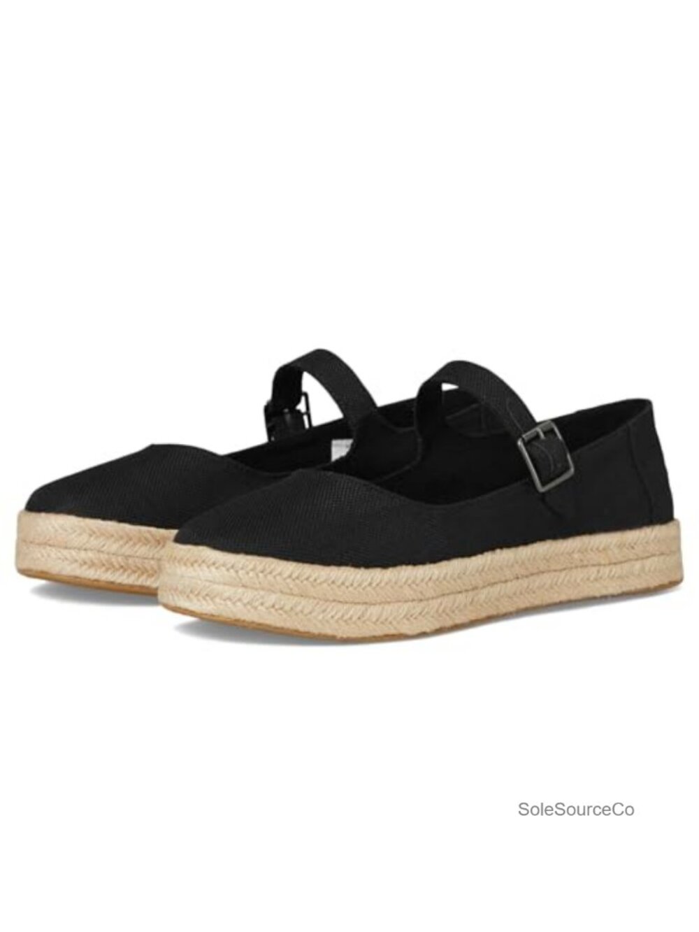 Canvas Mary Jane Flatform Espadrilles - Cushioned Buckle Flat Shoes